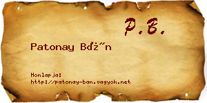 Patonay Bán névjegykártya